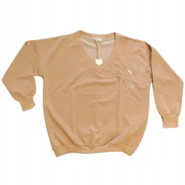 bluzka-damska-plus-size-xxl-xxxl-nieocieplana-karmelowa-dekolt-w-serek