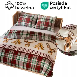 swiateczny-komplet-poscieli-160x200cm-jelen-kratka-70x80cm-bawelna-satynowa