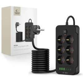 tech-protect-pc6x6-power-strip-3-usb-and-3-type-c-and-6-socket-200cm-black