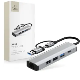 tech-protect-hb03-hub-adapter-5in1-type-c-usb2-0-usb3-0-rj45-space-gr