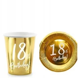 komplet-kubeczki-talerzyki-zlote-18-urodziny-18th-birthday-12-elementow