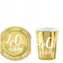 komplet-kubeczki-talerzyki-zlote-40-urodziny-40th-birthday-12-elementow