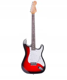 gitara-elektryczna-preston-4-4-czerwona-podpalana-vintage