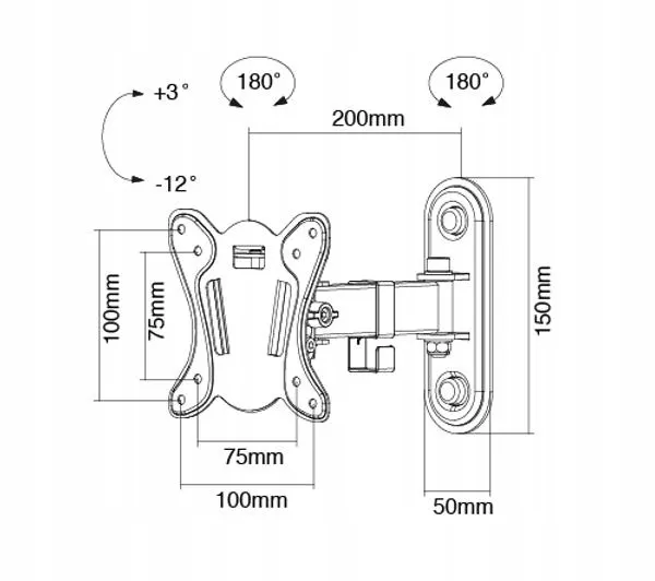 techlink-twm102-uchwyt-scienny-do-tv-13-27-standard-vesa-75-x-75
