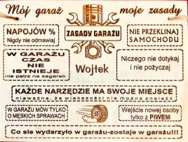 zasady-garazu-drewniana-tabliczka-tania