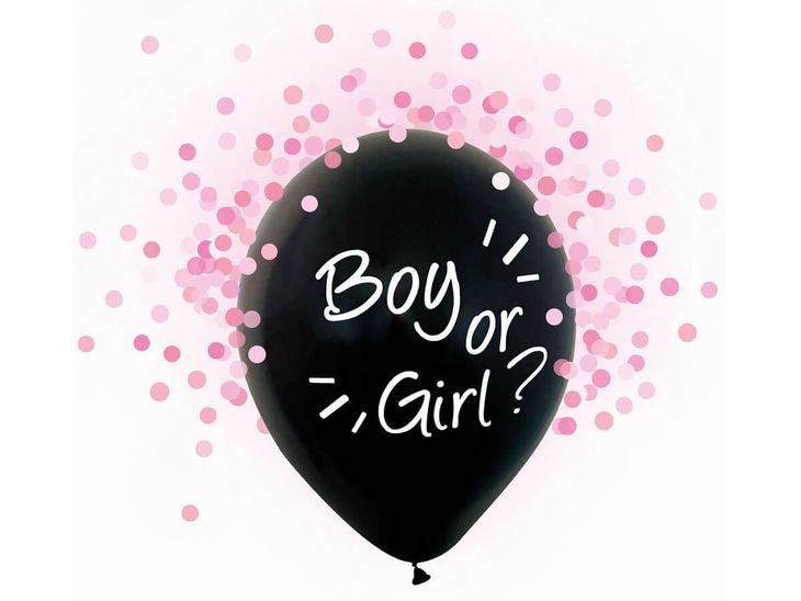 Balony urodzinowe Boy or Girl z różowym konfetti - 30 cm - 4 szt
