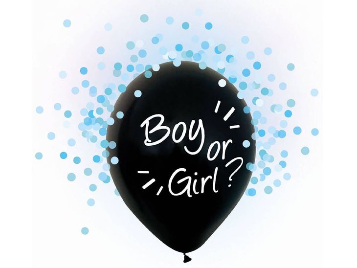 Balony urodzinowe Boy or Girl z niebieskim konfetti - 30 cm - 4 szt