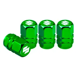 zielone-nowoczesne-nakretki-na-wentyle-suzuki-premium-trwale-logo-suzuki