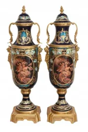 francuski-zestaw-porcelanowy-wazy-amfora-amfory-okute-braz-zlocony