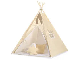 namiot-tipi-dla-dzieci-zawieszki-piora-biale-grochy-na-bezu