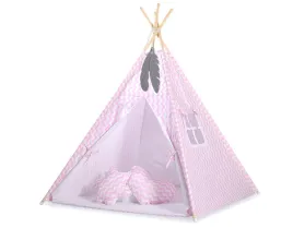 namiot-tipi-dla-dzieci-zawieszki-piora-chevron-rozowy