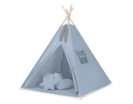 namiot-tipi-dla-dzieci-mata-poduszki-zawieszki-piora-brudny-niebies