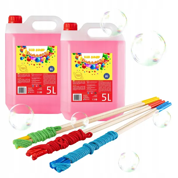 Płyn do baniek mydlanych 10L + 3x KIJEK - ZESTAW - PL - MBTOYS