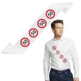 szarfa-urodzinowa-traffic-birthday-50-urodziny-bialy-160-cm