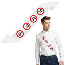 szarfa-urodzinowa-traffic-birthday-30-urodziny-bialy-160-cm
