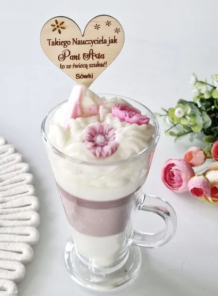 Świeca Sojowa z Grawerem Deser Kawa Latte Prezent Święta Mikołaj urodziny