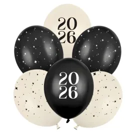 balony-happy-new-year-2026-czarno-kremowy-partydeco-12-6-szt
