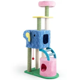 wielokolorowy-drapak-dla-kota-z-2-jaskiniami-domek-dla-kota-legowisko