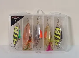 zestaw5x-blystka-blacha-obrotowka-spining-drapieznik-szczupak-mix-11g-etui