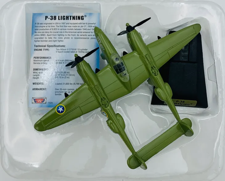 samolot-lockheed-p-38-lightning-model-metal-motormax-stan-opakowania-oryginalne