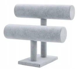 stojak-walek-podwojny-na-bransoletki-zegarki-szary-zamsz-bizuterie