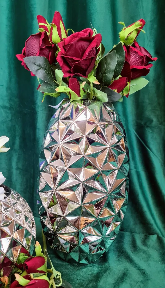 wazon-szklany-silver-34cm-premium-stan-nowy