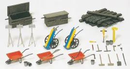 preiser-17175-butle-spawalnicze-rozne-urzadzenia-taczka-lopata-h0-1-87
