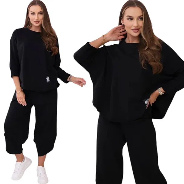 Komplet bawełniany bluza plus spodnie oversize Moda Włoska luźny BESTSELLER