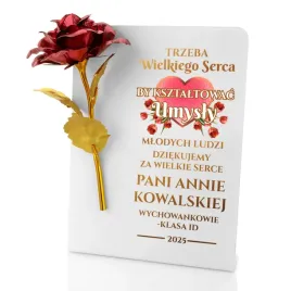 Zdjęcie produktu Wieczna RÓŻA na postumencie z nadrukiem dla WYCHOWAWCZYNI