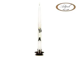 swieca-dluga-29cm-zajac-koronka-lakier-biala