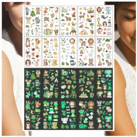tatuaze-zmywalne-swiecace-w-ciemnosci-zwierzeta-zoo-10-wzorow