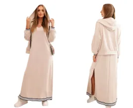 bezowy-komplet-damska-z-wiskoza-z-rozpinana-bluza-i-dluga-sukienka