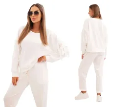 ecru-dres-damski-komplet-bluza-z-fredzlami-i-spodnie