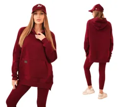 bordowy-komplet-bluza-oversize-z-kapturem-legginsy