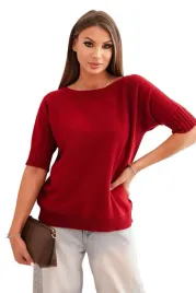 sweter-damski-z-wiskozy-z-krotkim-rekawem-bordowy