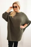 sweter-damski-plus-size-z-moherem-ponczo-khaki
