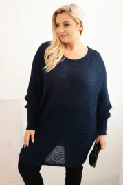 sweter-damski-plus-size-z-moherem-ponczo-granatowy