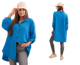 turkusowa-damska-koszula-bawelniana-muslinowa-plus-size