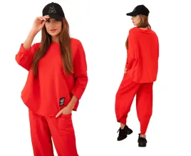 czerwony-komplet-bawelniany-damski-bluza-oversize-i-spodnie