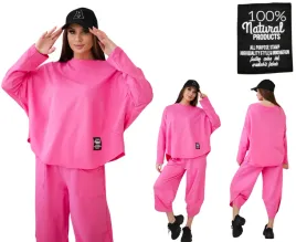 jasny-rozowy-komplet-bawelniany-damski-bluza-oversize-i-spodnie