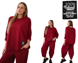 bordowy-komplet-bawelniany-damski-bluza-oversize-i-spodnie