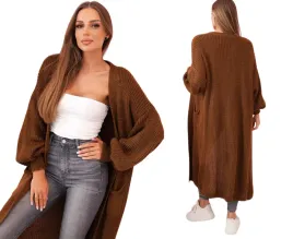 ciemny-camelowy-kardigan-damski-oversize-z-dlugimi-rekawami-i-kieszeniami
