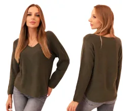 ciemny-khaki-sweter-damski-z-dekoltem-w-serek