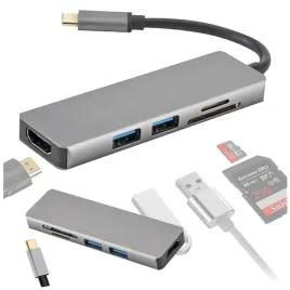 hub-usb-c-3-1-konwerter-2x-usb-3-0-hdmi-micro-sd-czytnik-kart-przejsciowka