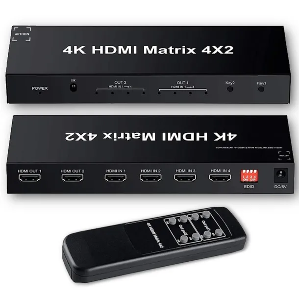 hdmi-matrix-4x2-rozdzielacz-switch-splitter-pilot-toslink-jack-stan-nowy