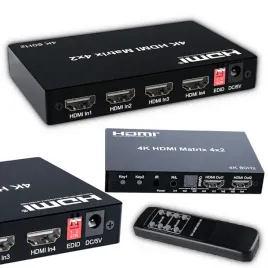 matrix-hdmi-switch-splitter-4x2-4k-hdcp-rozdzielacz-toslink-jack-pilot-ir