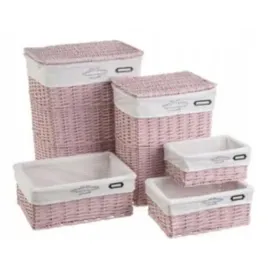 kosze-do-przechowywania-casaseleccion-annela-zestaw-5-sztuk-rozowe