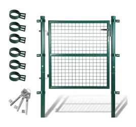 brama-ogrodowa-100-x-100-cm-zielona-z-ocynkowanej-stali-z-klamka-zamykana
