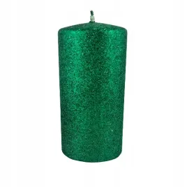 swieca-glamour-zielona-brokat-walec-sredni-14cm