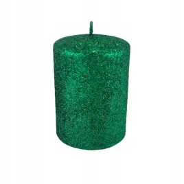 swieca-glamour-zielen-brokat-walec-maly-10cm